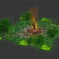 Garden Decor With Circular Fire Pit And Lush Green Plants Surrounding Bushes