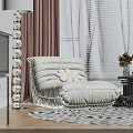 Modern Open Plan Dining and Living Room Interior With Sofa Rug And Decorative Lighting