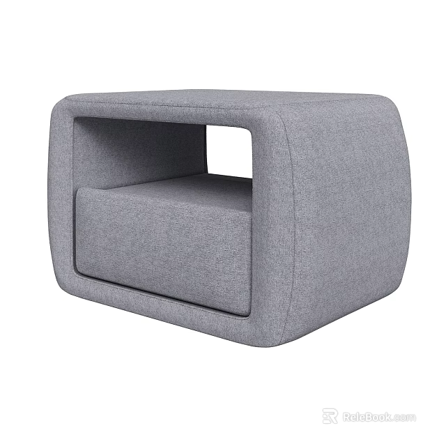 Modern Gray Upholstered Stool With Square Shape And Comfortable Seating Design 3d model