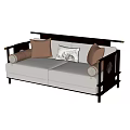 Chinese-style double sofa 3d model
