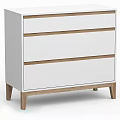 Modern White Console Cabinet With Wooden Legs And Storage Drawers Design