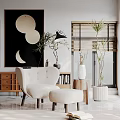 Modern sofa combination side table TV cabinet carpet floor lamp 3d model