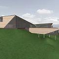 Modern Cultural Center Building With Glass Facade Nestled in Forest Surroundings And Warm Illumination