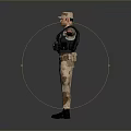 Military Personnel In Camouflage Uniform With Tactical Gear And Arms Outstretched