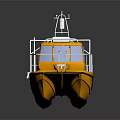 Yellow Rescue Boat With White Railing And Safety Equipment On Water