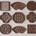 Traditional Carved Lattice Windows in Various Shapes with Intricate Wooden Patterns and Classic Designs