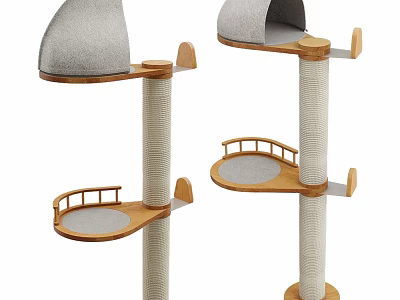 Modern Cat Tree With Multi Level Platforms And Bridge 3d model