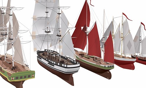 Many Sailboats 3d model