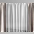Modern Home Curtains With Beige Thick Panels And White Sheer Layers For Elegant Interior Decoration