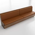 Modern Brown Leather Banquette Sofa With Wooden Frame And Contemporary Style