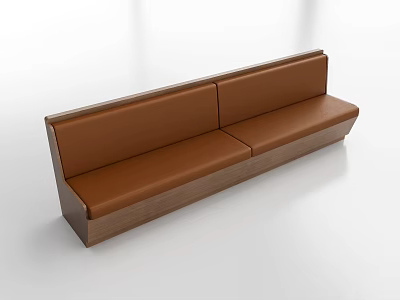 Modern Brown Leather Banquette Sofa With Wooden Frame And Contemporary Style 3d model