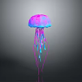 Pink Purple And Blue Jellyfish With Long Tentacles Showcasing Vibrant Colors In Marine Life