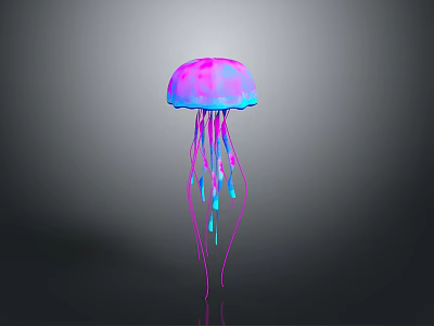 Pink Purple And Blue Jellyfish With Long Tentacles Showcasing Vibrant Colors In Marine Life 3d model