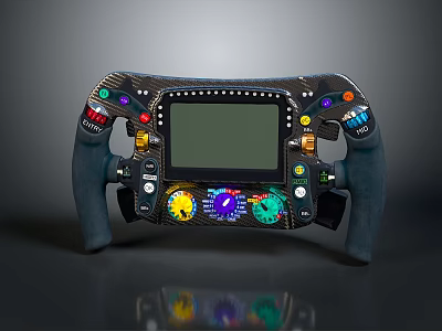 Carbon Fiber Racing Car Steering Wheel With Digital Display Multicolor Dials And Control Buttons 3d model