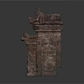 Antique Wooden Furniture Piece With Traditional Carved Details And Ornate Roof Design