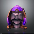Futuristic Sci-Fi Scene Component Featuring Purple Pink Crystal Core And Metallic Shell With Glowing Elements