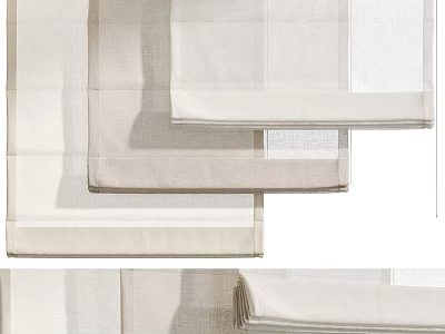 Elegant Light Filtering Roman Blinds with Linen Fabric in Neutral Beige for Modern Window Decor 3d model