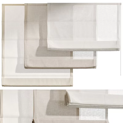 Elegant Light Filtering Roman Blinds with Linen Fabric in Neutral Beige for Modern Window Decor 3d model