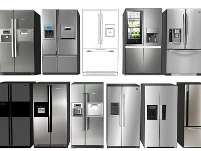 Various Styles Of Stainless Steel Refrigerators And Freezers With Modern Designs 3d model