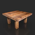 Rustic Wooden Square Table With Natural Wood Grain And Sturdy Legs