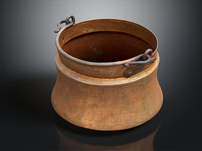 Handcrafted Vintage Copper Cooking Pot With Metal Handles For Home Kitchen Use 3d model
