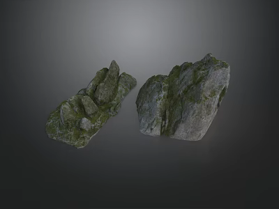 Natural Rockery Stones Featuring Mossy Texture And Irregular Shapes For Garden Landscaping 3d model