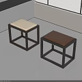Modern Square Frame Stools With Beige And Brown Cushions In Minimalist Interior