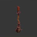 Red Decorative Household Broom With Ergonomic Handle And Durable Bristles For Daily Cleaning