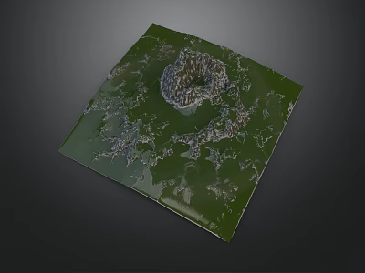 Green Square Shaped Plaza Landscape With Central Structure And Surrounding Textures 3d model