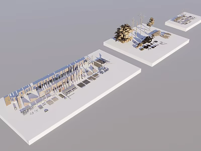 Classical Architectural Models Displayed On White Platforms With Detailed Columns And Intricate Designs 3d model