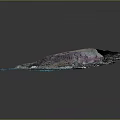 3D Coastal Terrain Model With Mountain Blue Water Sandy Beach And Buildings