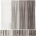 Elegant White Light Gray Dark Gray Sheer And Fabric Curtains With Soft Drape 3d model