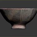 Decorative Ceramic Bowl With Colorful Geometric Patterns And Stripe Details On Stable Base