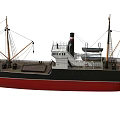 Vintage Warship With Black Red Hull And Multiple Masts