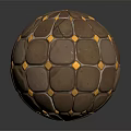 Ancient Spherical Throwing Weapon With Stone Plates And Golden Metal Rivets 3d model