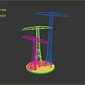 Metallic Electricity Pylon Model Display With Multi level Frames And Circular Base
