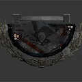 Hooded Cloaked Dark Fantasy Character Standing On Gothic Arch Pedestal With Ornate Candelabras