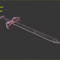 Traditional Decorative Sword Featuring Textured Steel Blade And Ornate Hilt Accents