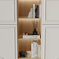 Elegant Decorative Cabinet With White Doors Circular Patterns And Illuminated Shelves 3d model