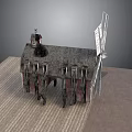Vintage Windmill Cottage Model With Detailed Roof And Wooden Structure
