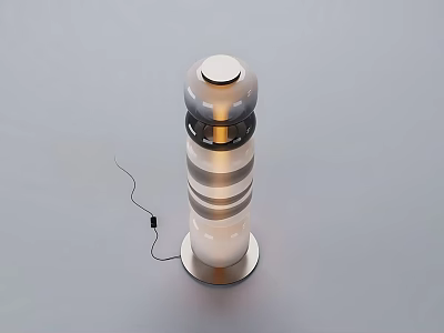 Modern Floor Lamp With Sleek Metal Layered Structure And Illuminated Transparent Shade 3d model