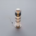 Modern Floor Lamp With Sleek Metal Layered Structure And Illuminated Transparent Shade