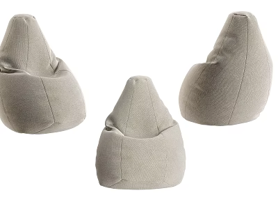 Cozy Beige Bean Bag Chairs With Soft Plush Fabric For Home Living Room 3d model