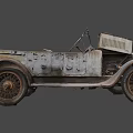 Vintage Classic Car With Rusted Body And Old Fashioned Steering Wheel Design