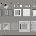 White Ventilation System Components With Various Shapes Grilles Filters And Designs 3d model