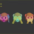 Three Cute Monkey Plush Toys With Different Gestures Covering Ears Eyes Mouth