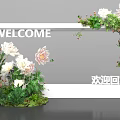 Welcome Themed Photo Check-in Spot With White Frame Flowers And Green Plants