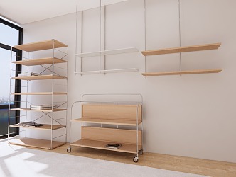 Storage Rack Simple Wooden Metal Storage Rack Modern Post-Modern Bauhaus Popular 3d model