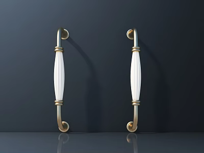 Elegant Luxury Cabinet Handles With Brass Frame And White Glass Design 3d model