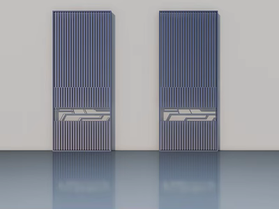 Modern Hinged Doors With Vertical Stripes And Decorative Geometric Panels 3d model
